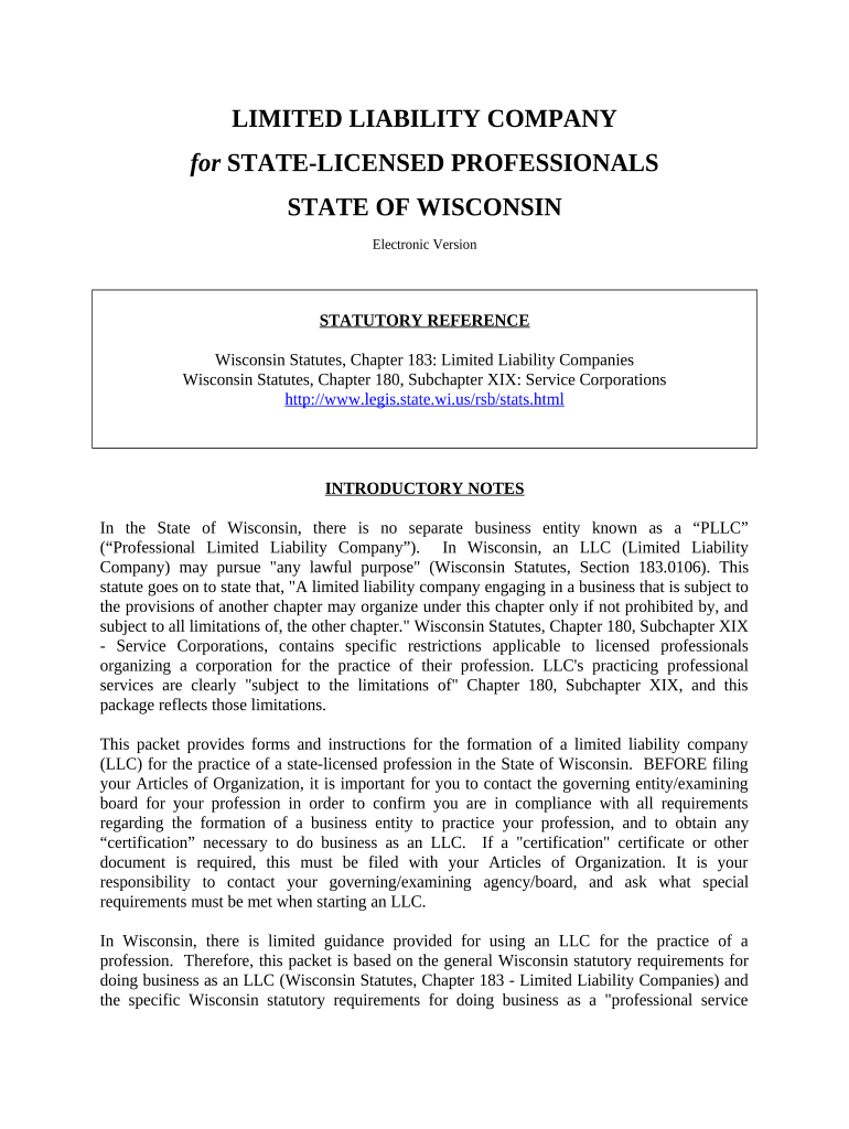 wisconsin liability company Preview on Page 1