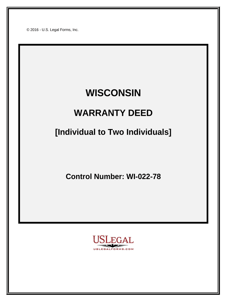 Warranty Deed from an Individual to two Individuals. - Wisconsin Preview on Page 1