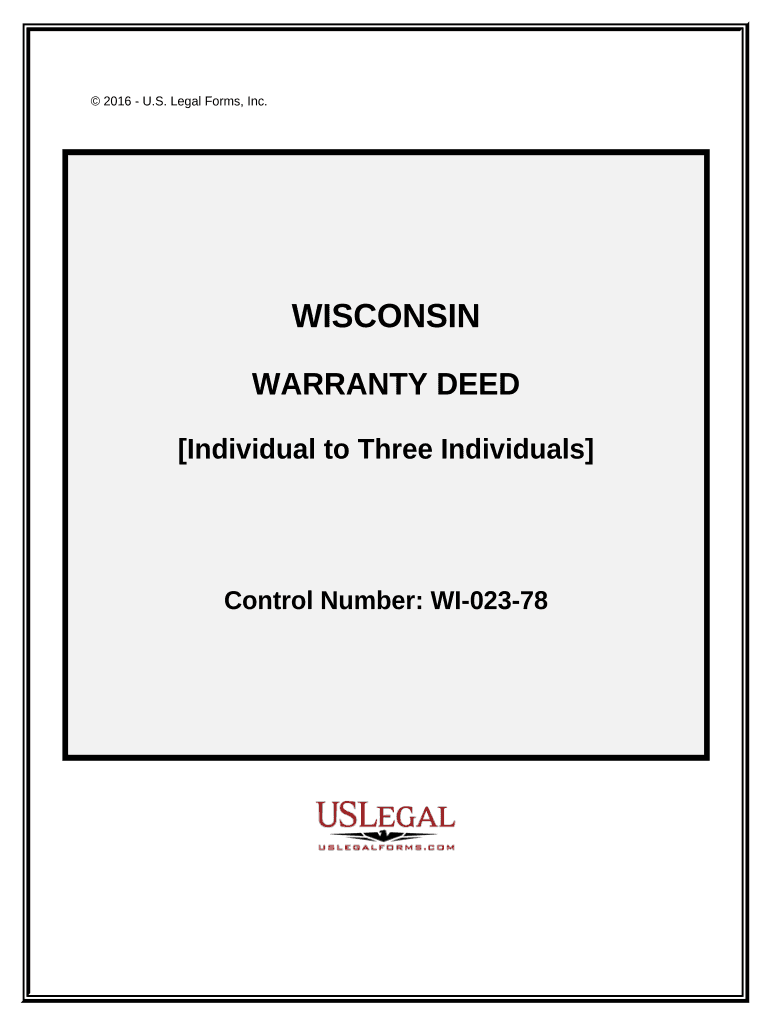 Warranty Deed from Individual to Three Individuals - Wisconsin Preview on Page 1