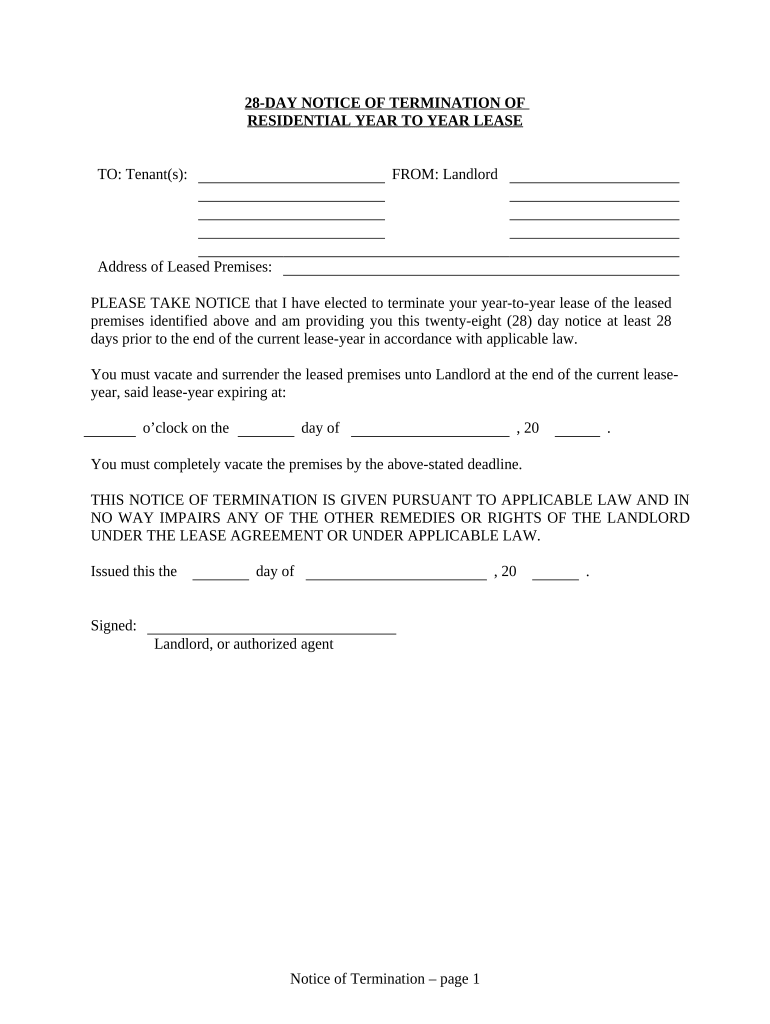 28 day notice terminating tenancy form 327 Preview on Page 1