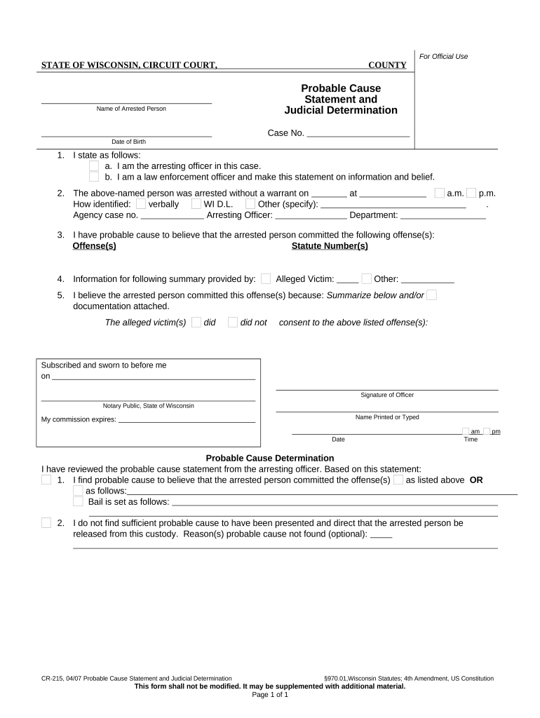 probable cause Doc Template pdfFiller