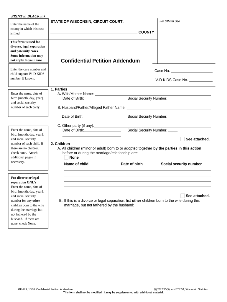 confidential petition addendum Preview on Page 1