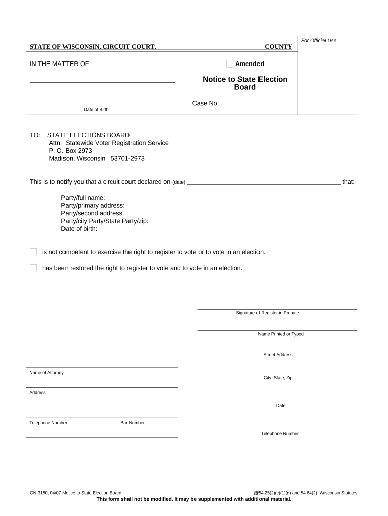 wisconsin notice state Preview on Page 1