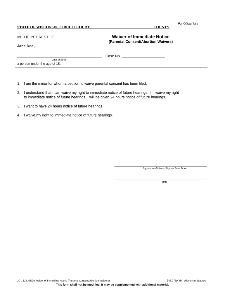 wisconsin parental consent Preview on Page 1