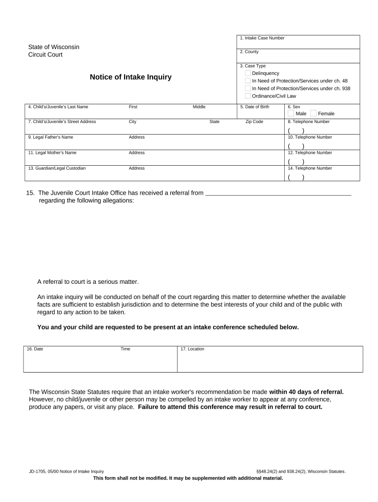 intake inquiry Preview on Page 1