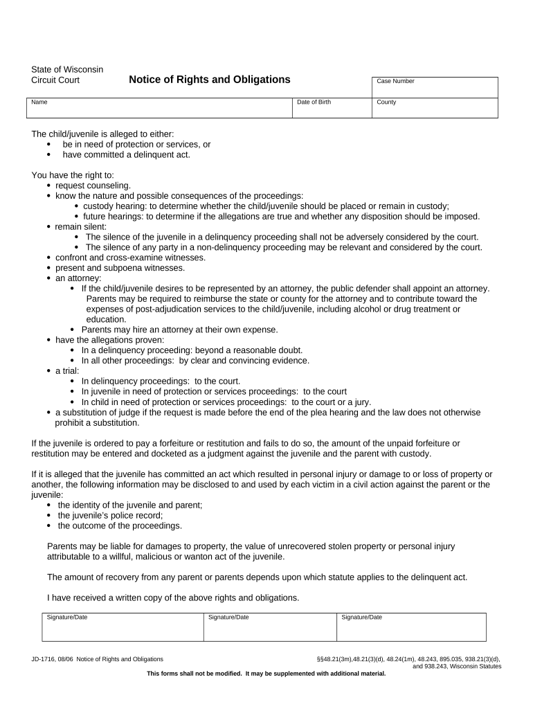 Wisconsin rights doc template pdffiller