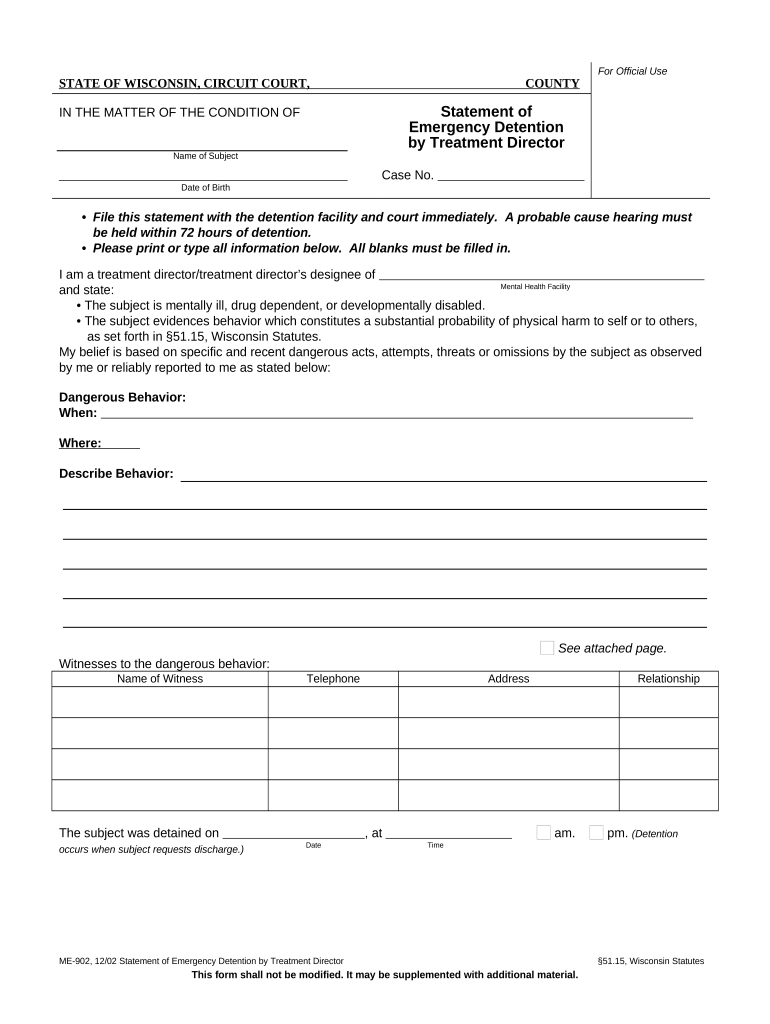 emergency order of detention mental oklahoma form Preview on Page 1