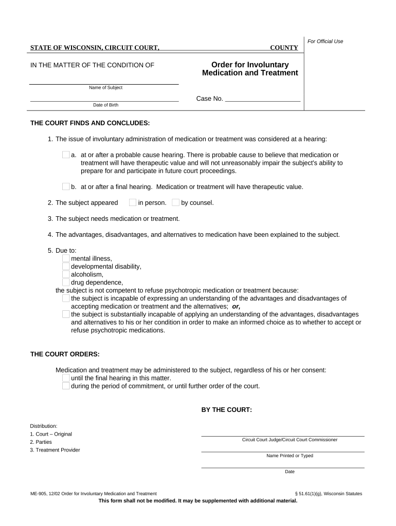 wisconsin involuntary psychiatric hold Preview on Page 1.