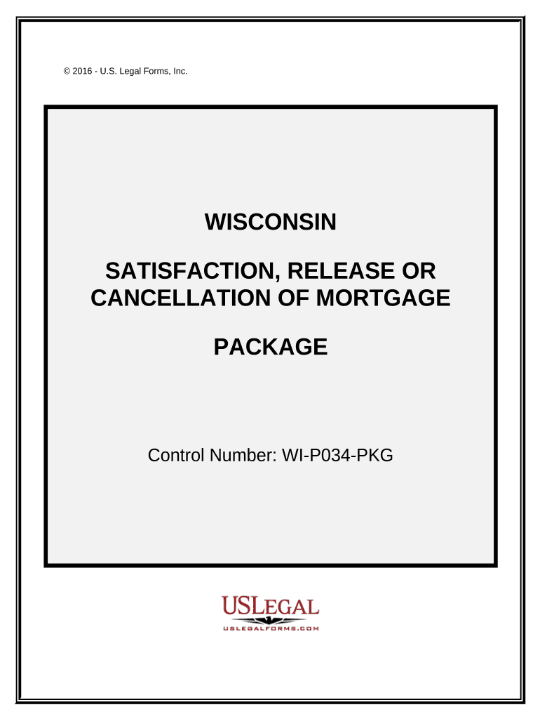 Satisfaction, Cancellation or Release of Mortgage Package - Wisconsin Preview on Page 1