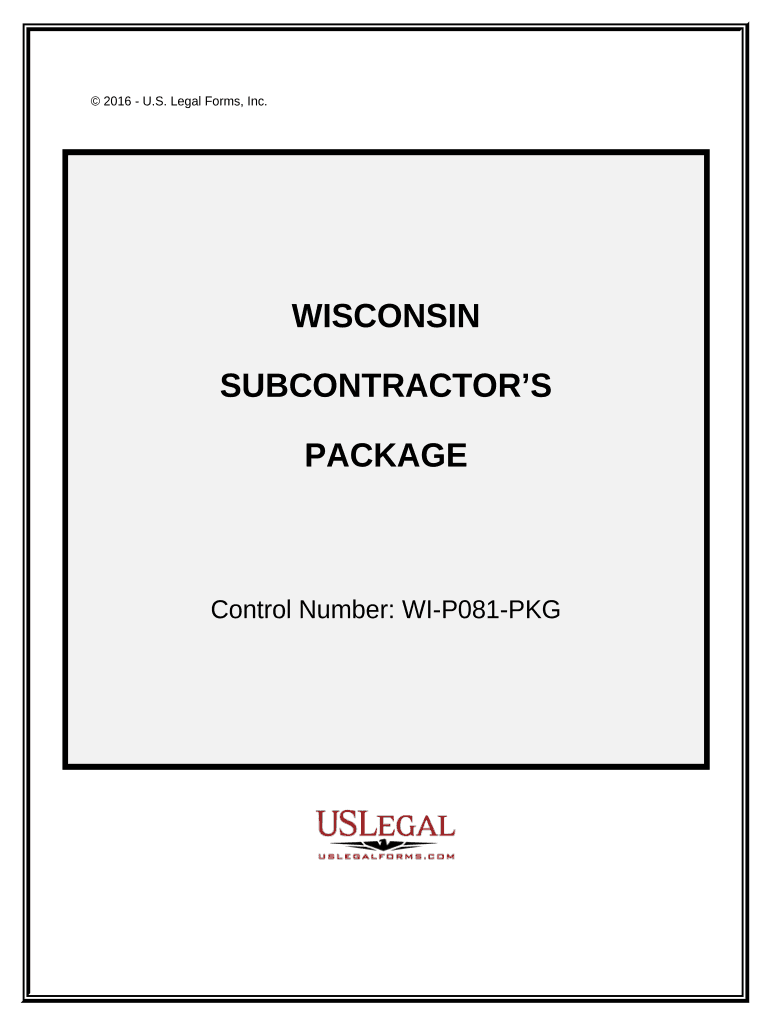 Subcontractors Package - Wisconsin Preview on Page 1
