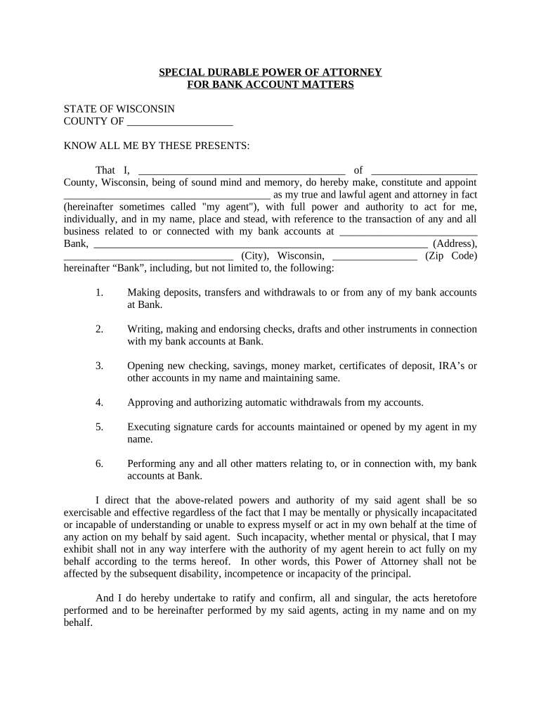 durable power of attorney for joint bank account Preview on Page 1