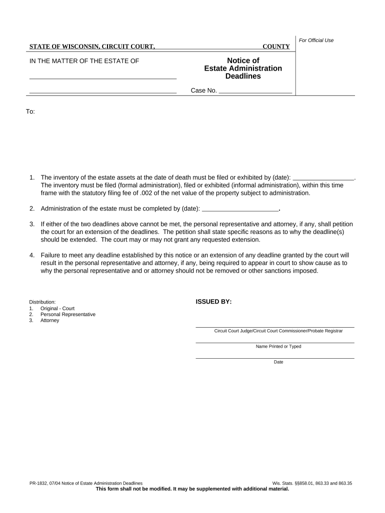 estate deadlines Doc Template pdfFiller