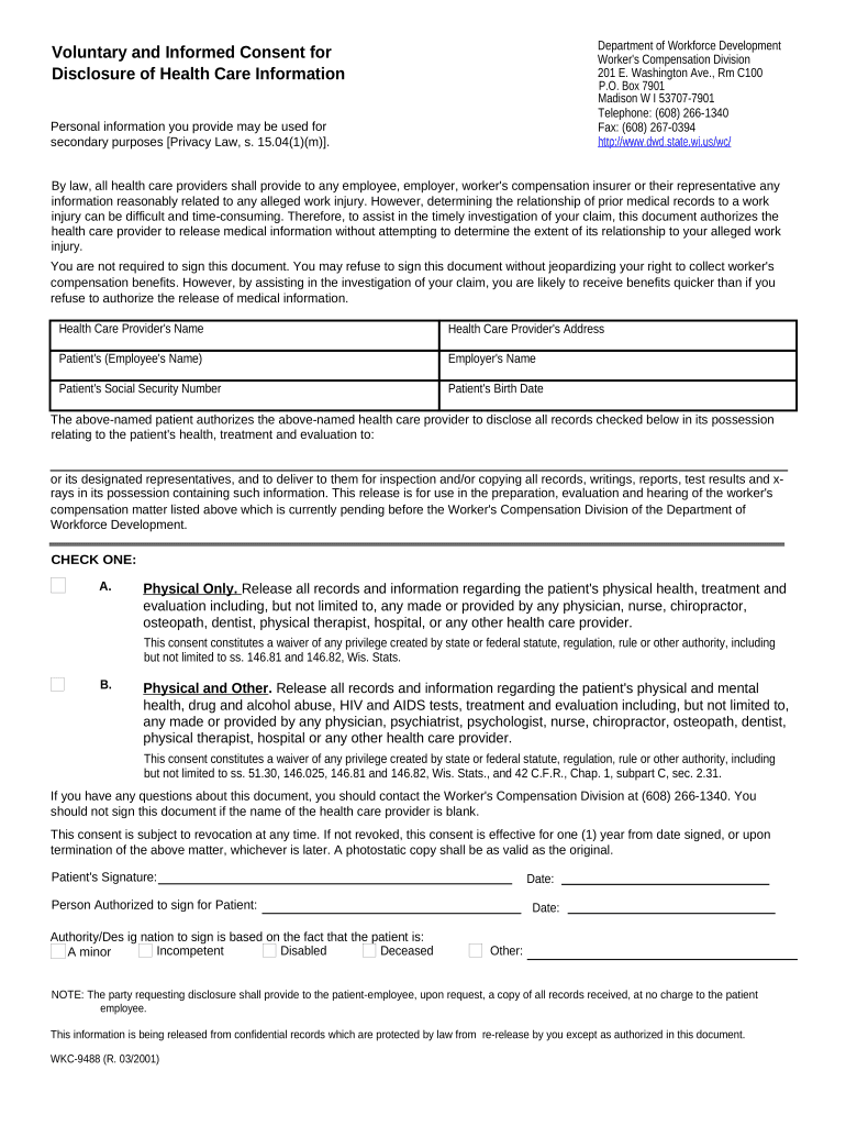 Voluntary and Informed Consent for Workers' Compensation Wisconsin