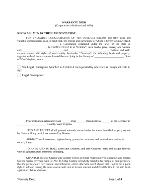 Warranty Deed from Corporation to Husband and Wife - West Virginia