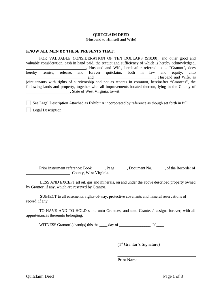 quick claim deed west virginia Preview on Page 1