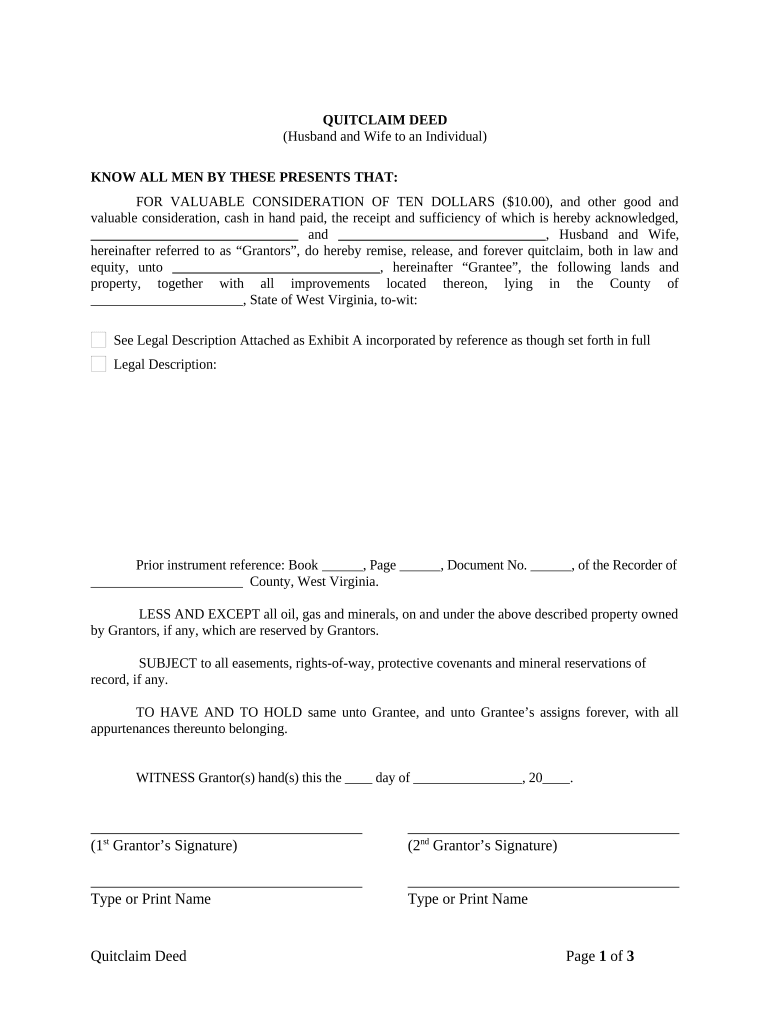 Can you prepare your own deed in west virginia Fill out & sign online