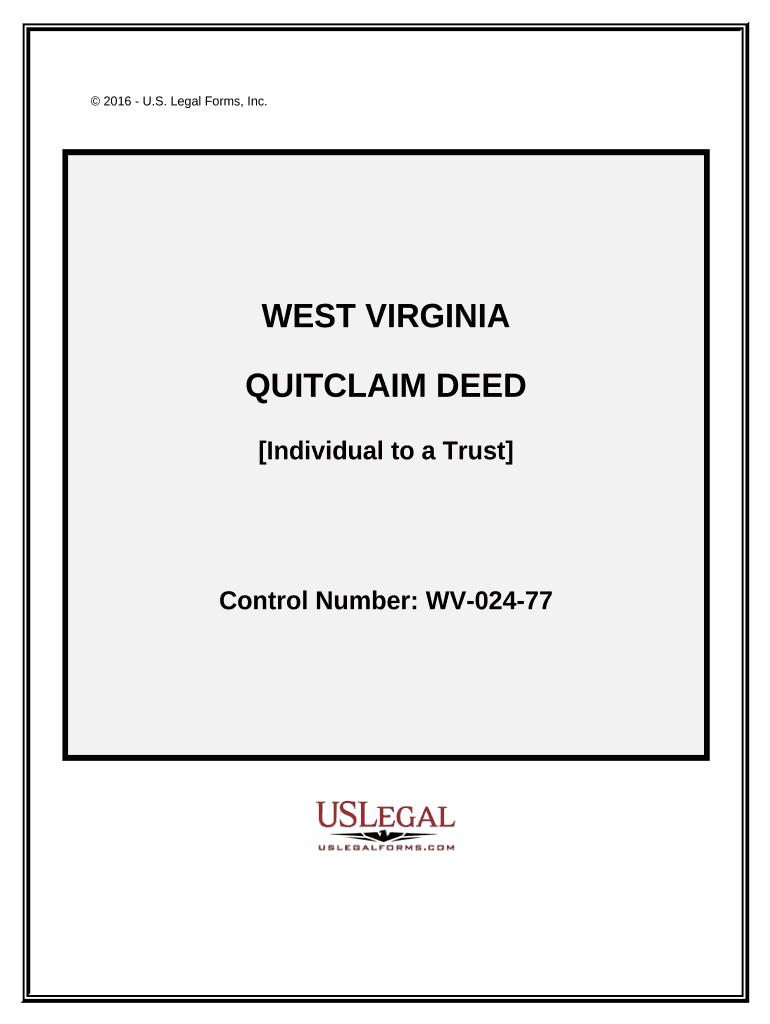 Quitclaim Deed from an Individual to a Trust - West Virginia Preview on Page 1