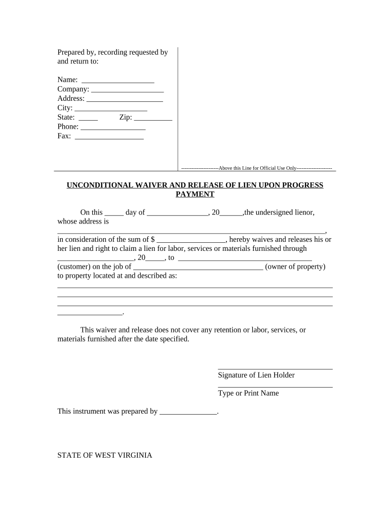 west virginia lien Doc Template pdfFiller