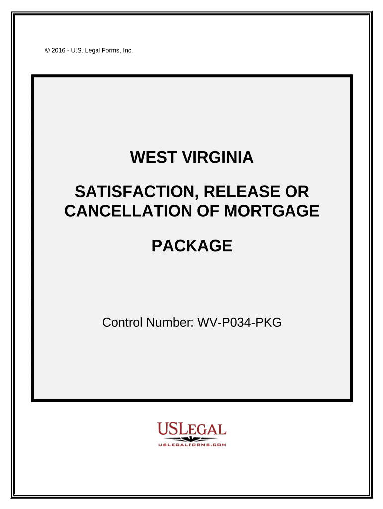 Satisfaction, Cancellation or Release of Mortgage Package - West Virginia Preview on Page 1.