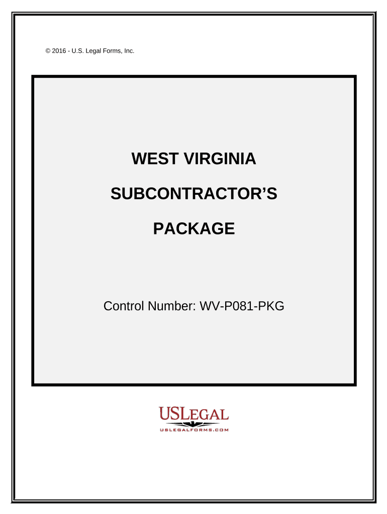 Subcontractors Package - West Virginia Preview on Page 1