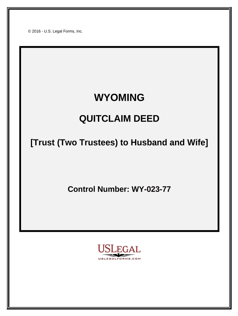 Quitclaim Deed - Trust as Grantor to Husband and Wife as Grantees - Wyoming Preview on Page 1