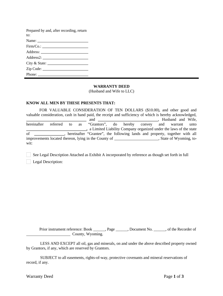 wyoming warranty deed Preview on Page 1