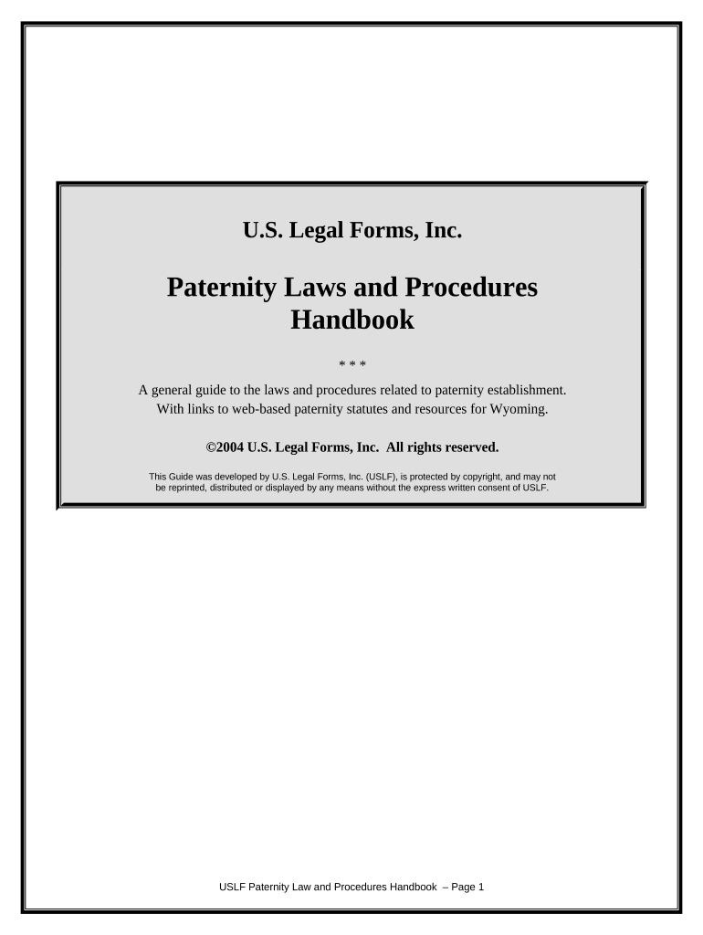 Paternity Law and Procedure Handbook - Wyoming Preview on Page 1