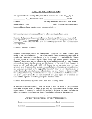 Guaranty or Guarantee of Payment of Rent - Wyoming