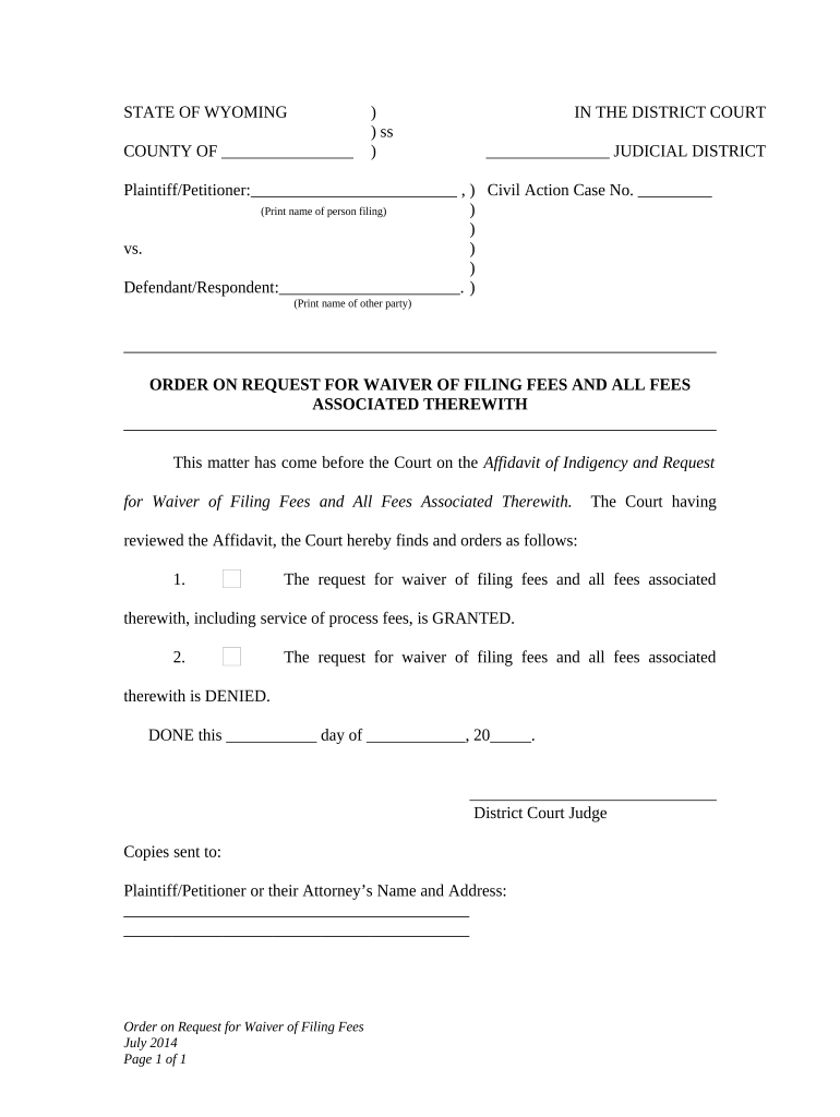 wyoming waiver filing Preview on Page 1