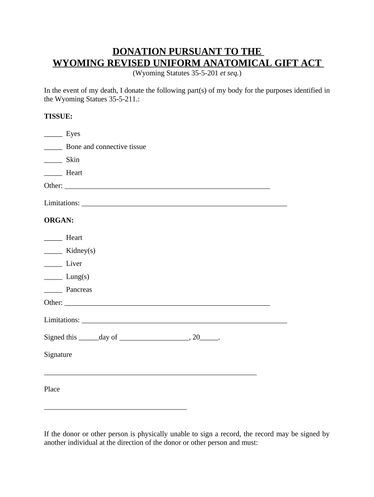 what was the purpose of the creation of the uniform anatomical gift act Preview on Page 1