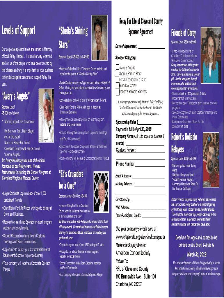 Fillable Online Relay For Life Cleveland County works to firght