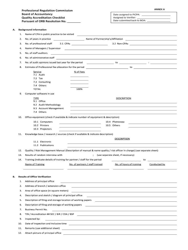 accreditation checklist form Preview on Page 1