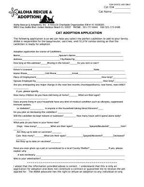 Cat adoption contract/agreement - Aloha Adoptions