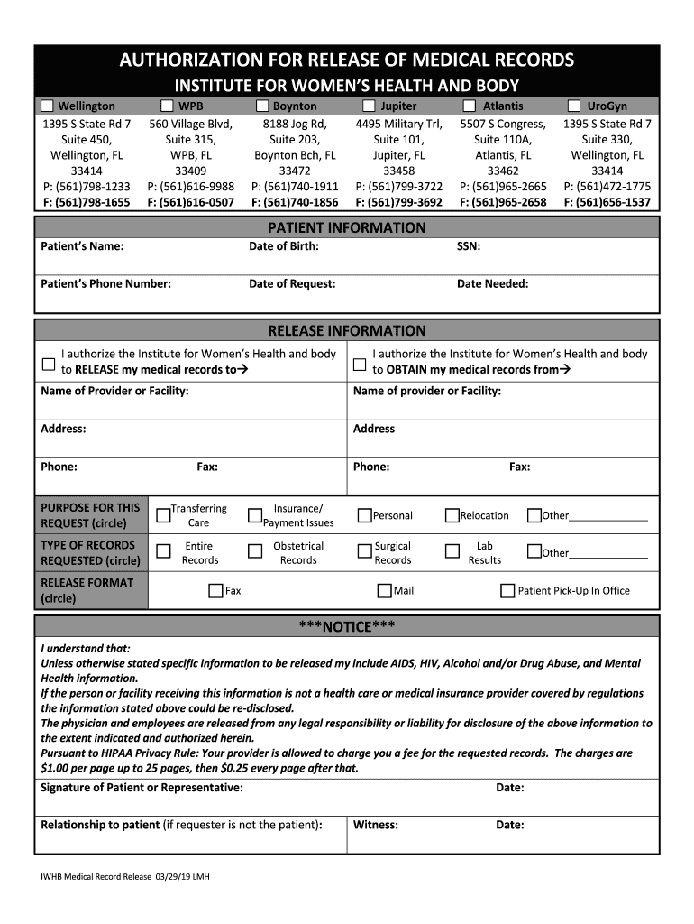 authorization release medical records form Preview on Page 1