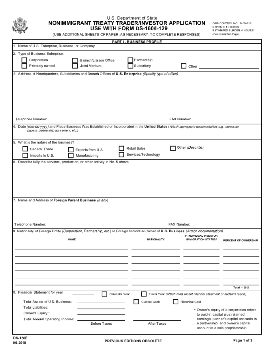 Ds-156-E 2018-2022 Form