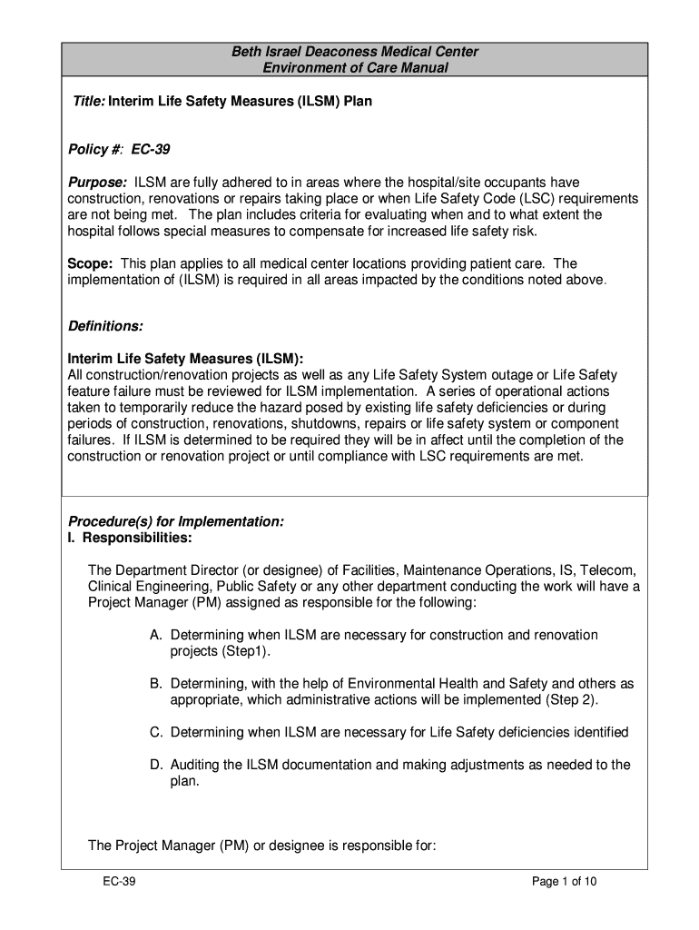 beth israel center ec 39 form ilsm Preview on Page 1