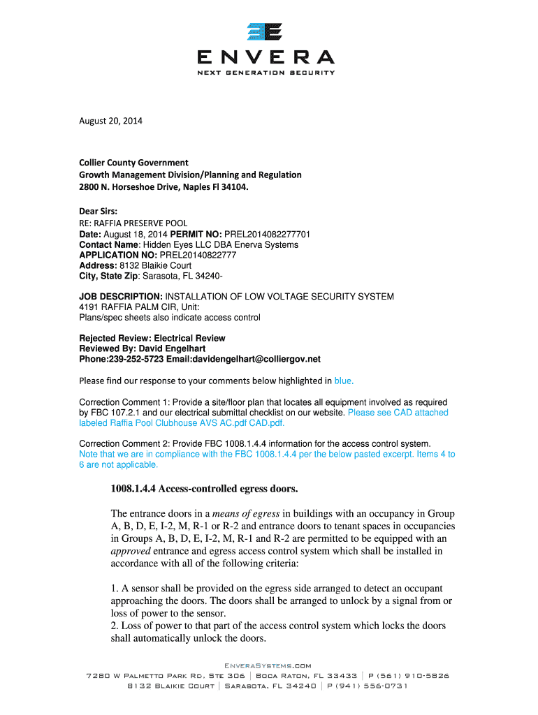 Fillable Online cvportal colliergov 1008.1.4.4 Accesscontrolled egress