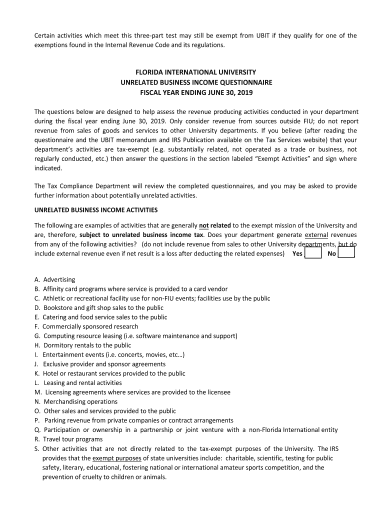 overview of the unrelated business income tax at fiu - Office of Preview on Page 1