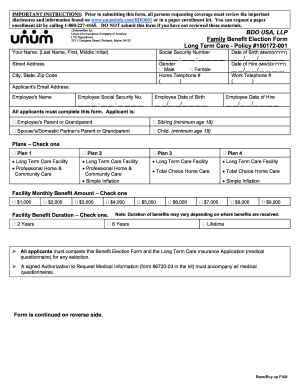 BDO USA, LLP Employee/Spouse Benefit Election Form Long ...