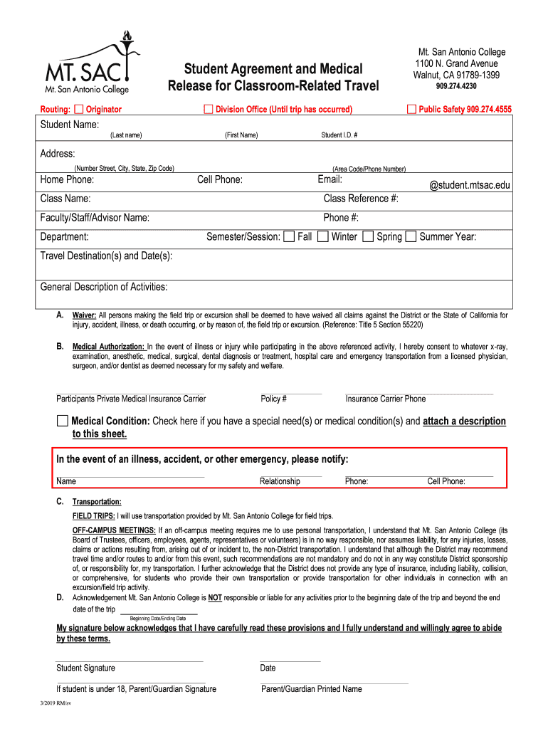 student agreement medical Preview on Page 1