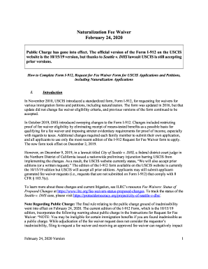 Fillable Online Update to Form I-912, Request for Fee WaiverUSCIS Fax ...