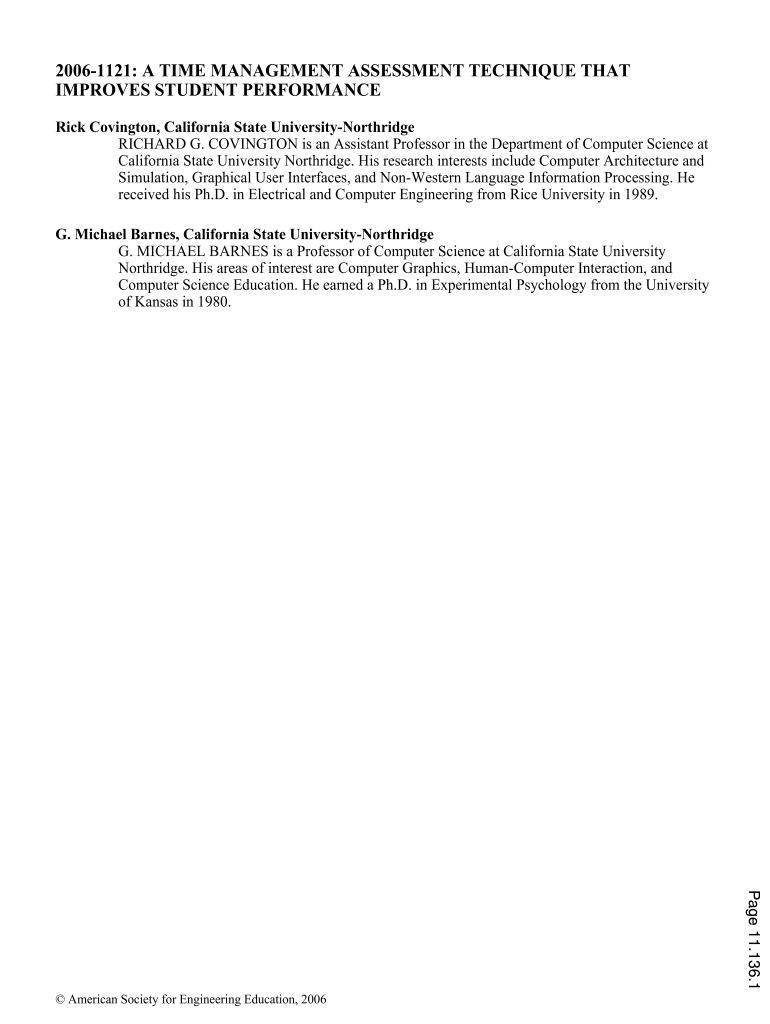 Fillable Online A Time Management Assessment Technique That Improves