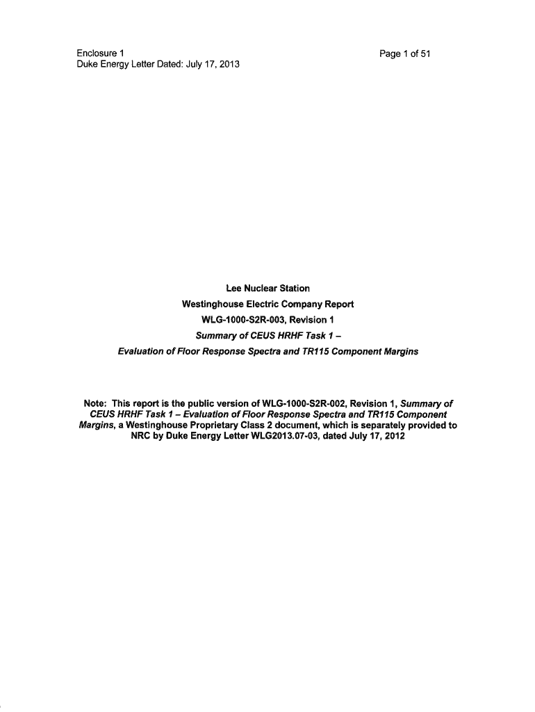 Fillable Online William States Lee III Nuclear Station, Westinghouse