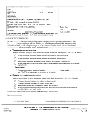 Fillable Online petition/application for resentencing or dismissal ...