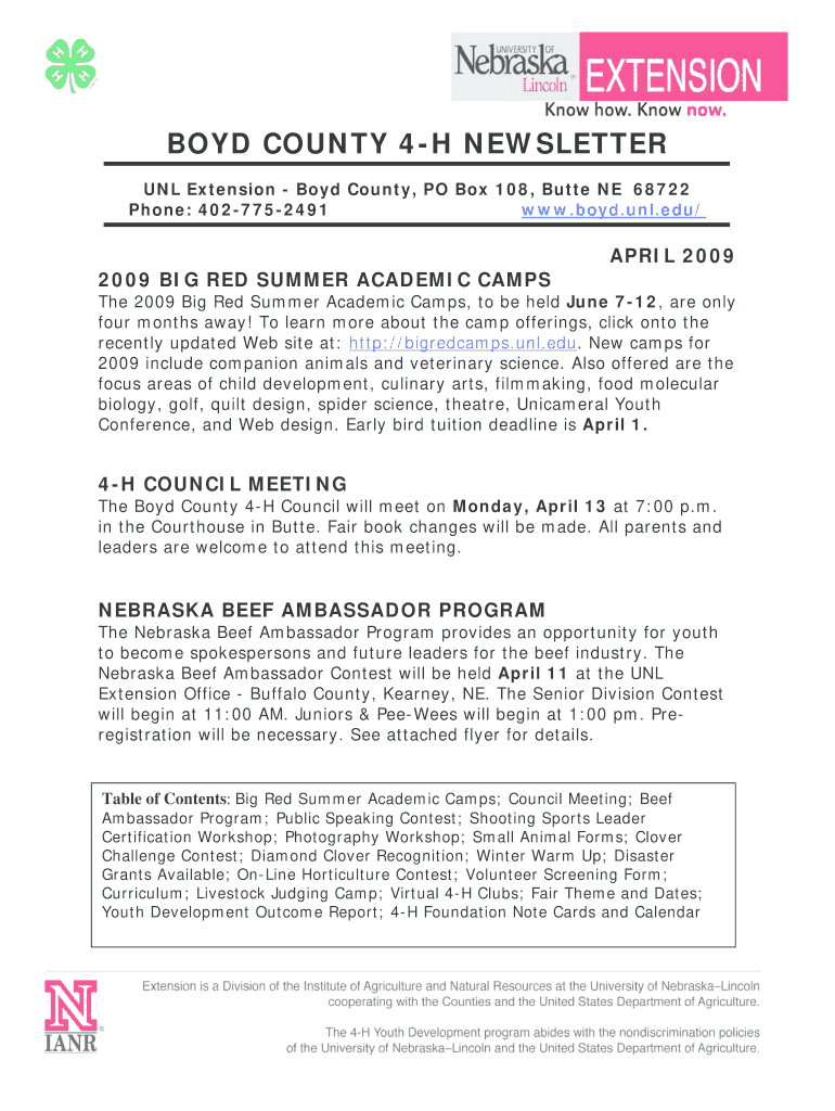 Fillable Online boyd county 4-h newsletter - Nebraska Extension -  University ... Fax Email Print - pdfFiller