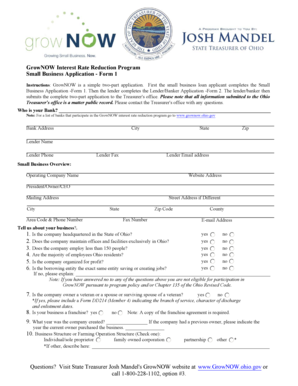 GrowNOW Small Business Application Form 1