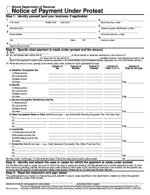 Illinois Notice of Payment Under Protest