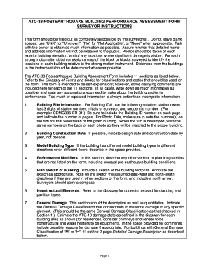ATC-38 Postearthquake Building Performance Assessment Form