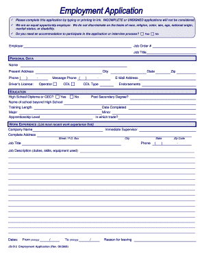 General application for employment - pdf job application format