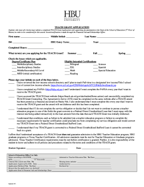 TEACH Grant Application Form